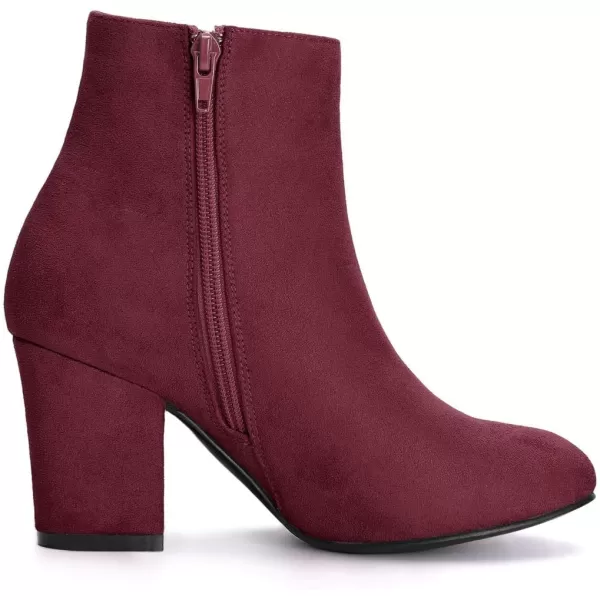 Allegra K Women's Round Toe Side Zip Chunky Heel Ankle Boots