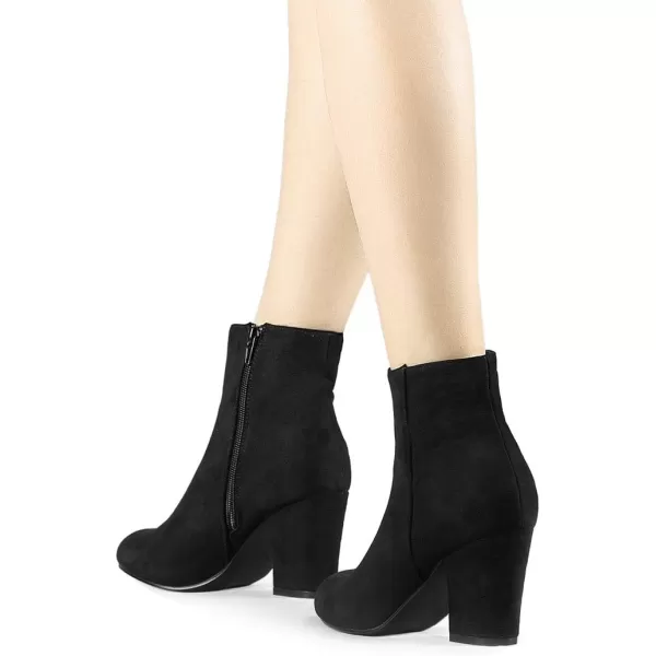 Allegra K Women's Round Toe Side Zip Chunky Heel Ankle Boots