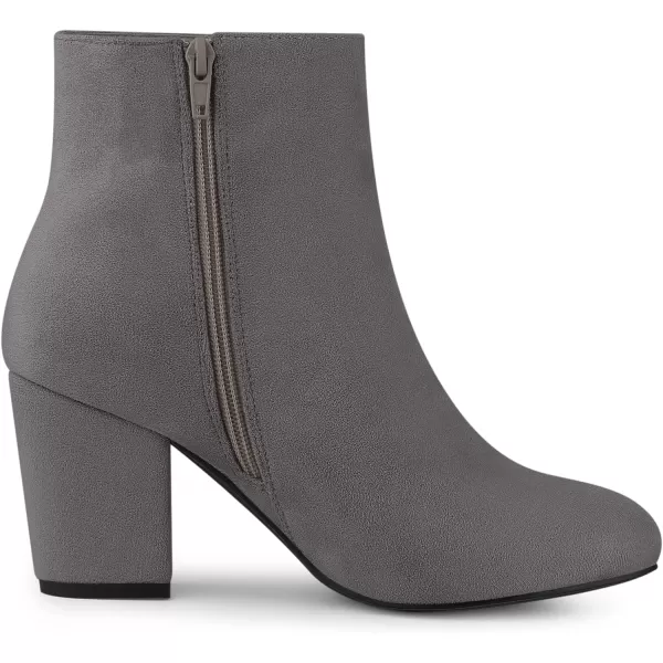 Allegra K Women's Round Toe Side Zip Chunky Heel Ankle Boots