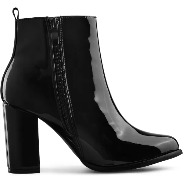 Allegra K Women's Round Toe Zipper Chunky Heels Ankle Boots