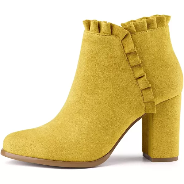 Allegra K Women's Ruffle Block Heel Ankle Boots