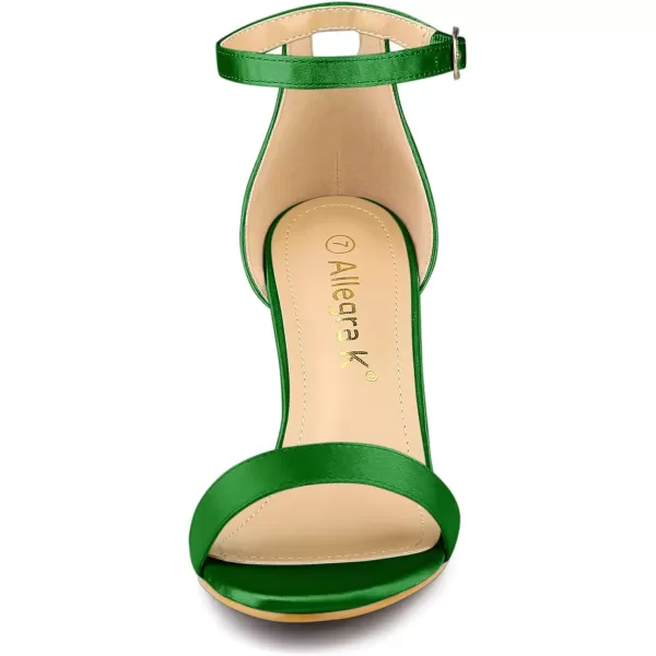 Allegra K Women's Satin Open Toe Ankle Strap Chunky Heels Sandals