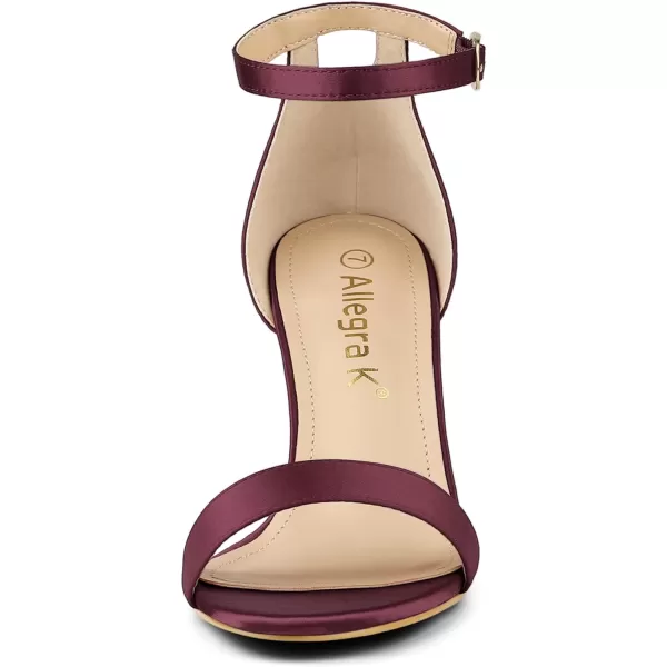 Allegra K Women's Satin Open Toe Ankle Strap Chunky Heels Sandals