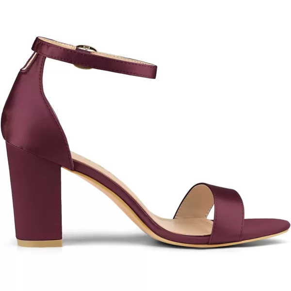Allegra K Women's Satin Open Toe Ankle Strap Chunky Heels Sandals