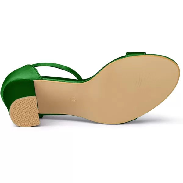 Allegra K Women's Satin Open Toe Ankle Strap Chunky Heels Sandals