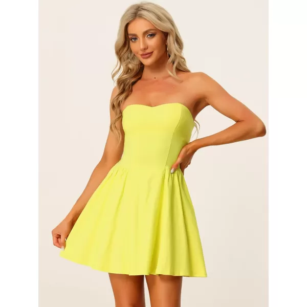 Allegra K Women's Sexy Strapless Party Dress St. Patrick's Day Sweetheart Neck Off Shoulder Sleeveless Mini Dress