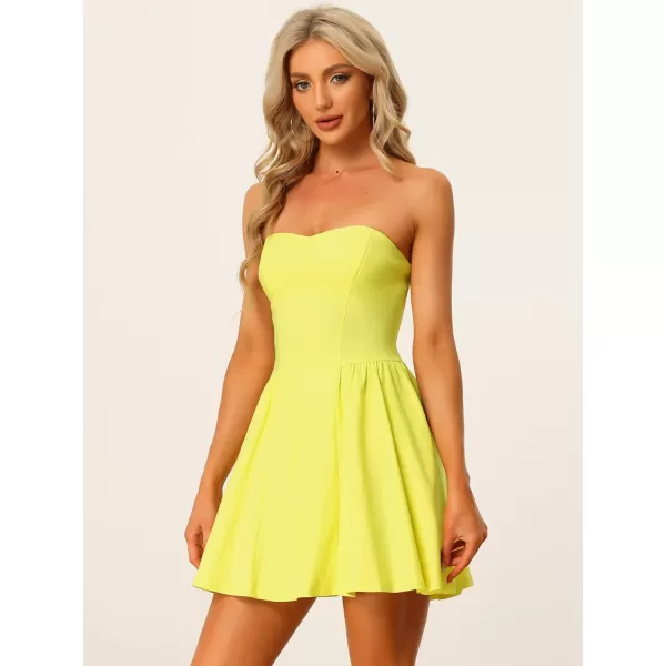 Allegra K Women's Sexy Strapless Party Dress St. Patrick's Day Sweetheart Neck Off Shoulder Sleeveless Mini Dress