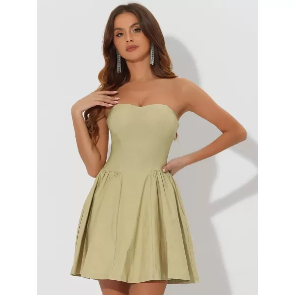 Allegra K Women's Sexy Strapless Party Dress St. Patrick's Day Sweetheart Neck Off Shoulder Sleeveless Mini Dress