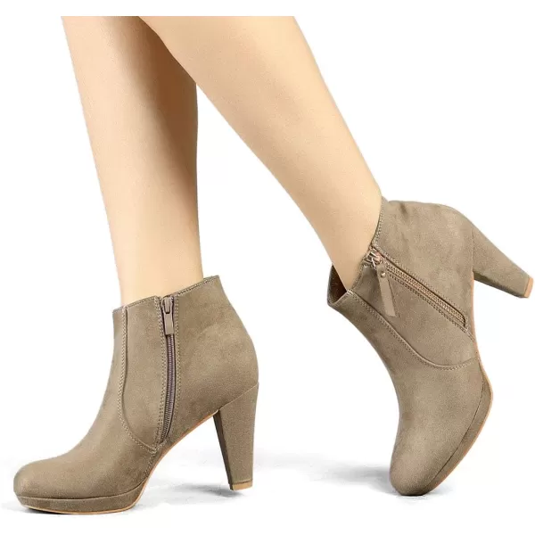 Allegra K Women's Side Zip Low Platform Chunky Heel Ankle Booties