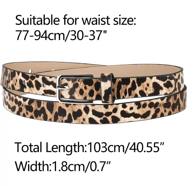 Allegra K Women's Skinny Waist Belts Single Pin Buckle Cute Animal Printed Pants Dress Thin Faux Leather Belt