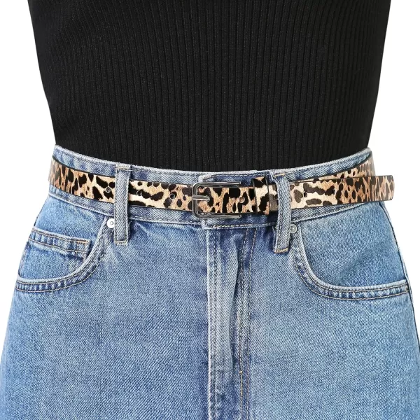 Allegra K Women's Skinny Waist Belts Single Pin Buckle Cute Animal Printed Pants Dress Thin Faux Leather Belt