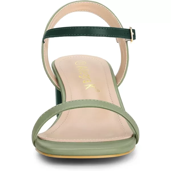 Allegra K Women's Slingback Buckle Chunky Heels Two-Tone Sandals