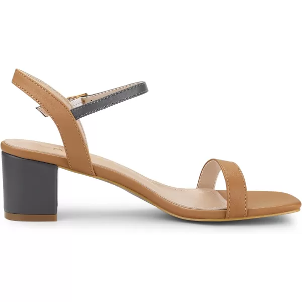 Allegra K Women's Slingback Buckle Chunky Heels Two-Tone Sandals