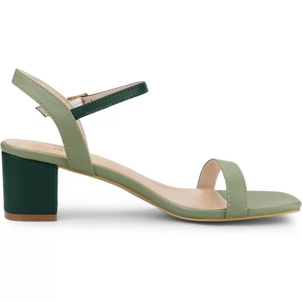 Allegra K Women's Slingback Buckle Chunky Heels Two-Tone Sandals