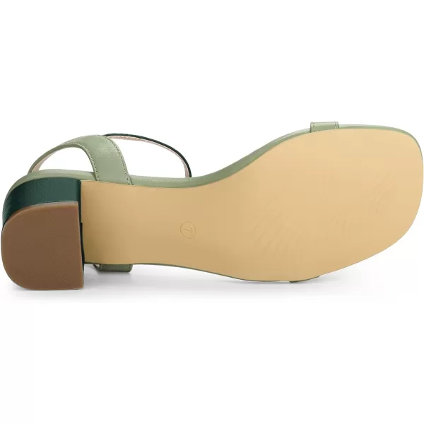 Allegra K Women's Slingback Buckle Chunky Heels Two-Tone Sandals