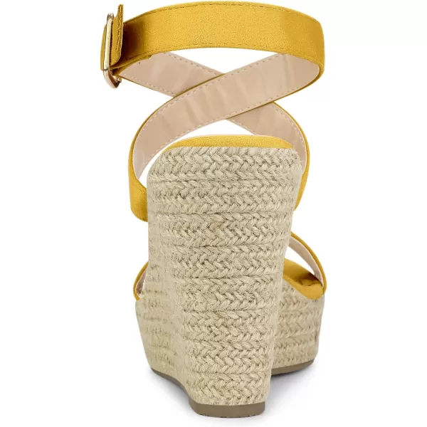 Allegra K Women's Slingback Crisscross Espadrille Wedges Heel Sandals