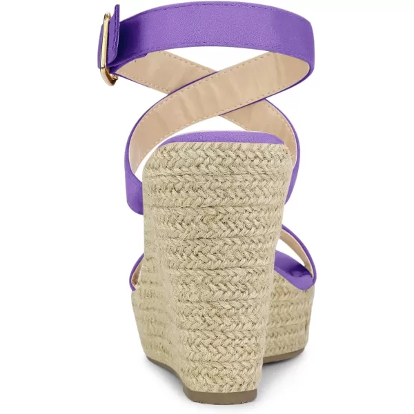 Allegra K Women's Slingback Crisscross Espadrille Wedges Heel Sandals