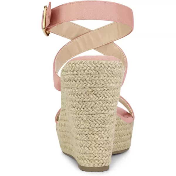 Allegra K Women's Slingback Crisscross Espadrille Wedges Heel Sandals