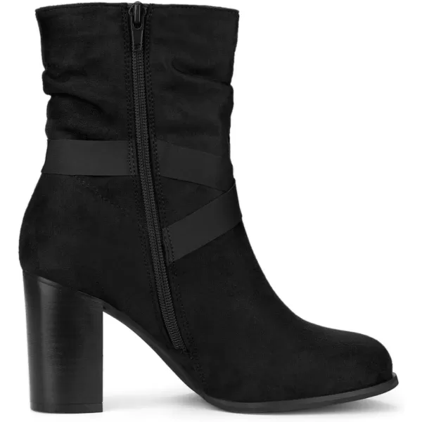 Allegra K Women's Slouchy Chunky Heel Ankle Boots