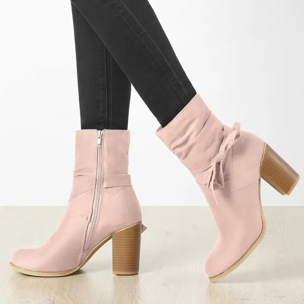 Allegra K Women's Slouchy Chunky Heel Ankle Boots