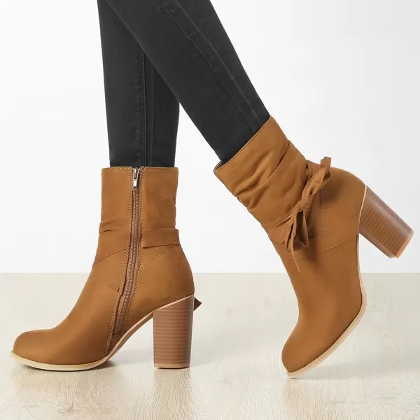 Allegra K Women's Slouchy Chunky Heel Ankle Boots