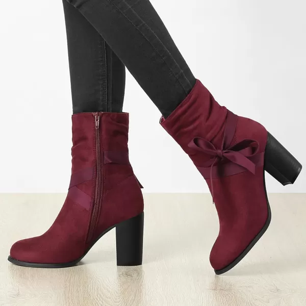 Allegra K Women's Slouchy Chunky Heel Ankle Boots