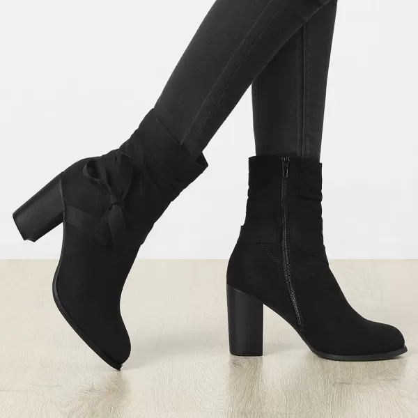 Allegra K Women's Slouchy Chunky Heel Ankle Boots