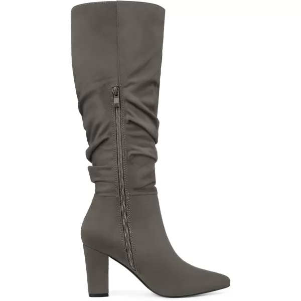 Allegra K Women's Slouchy Pointed Toe Chunky Heel Knee High Boots