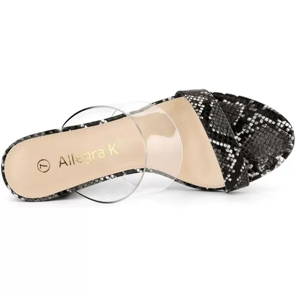 Allegra K Women's Snake Print Block Heel Snakeskin Heels Slide Sandals