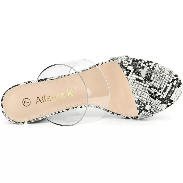 Allegra K Women's Snake Print Block Heel Snakeskin Heels Slide Sandals