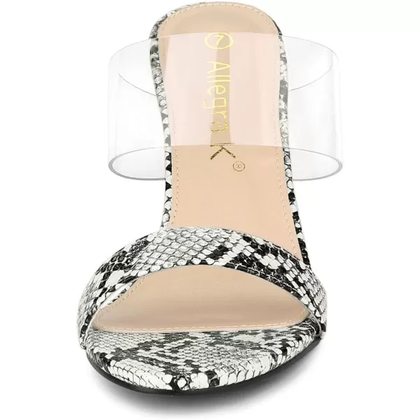 Allegra K Women's Snake Print Block Heel Snakeskin Heels Slide Sandals