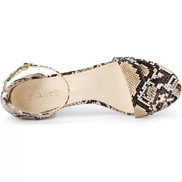 Allegra K Women's Snakeskin Heels Chunky Heels Ankle Strap Sandals