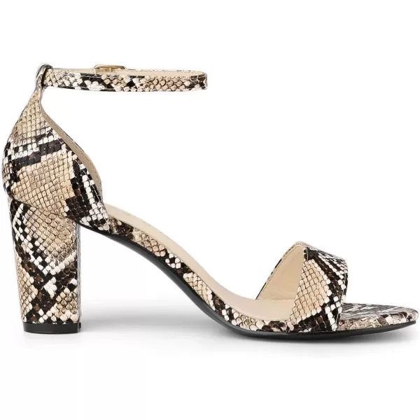 Allegra K Women's Snakeskin Heels Chunky Heels Ankle Strap Sandals