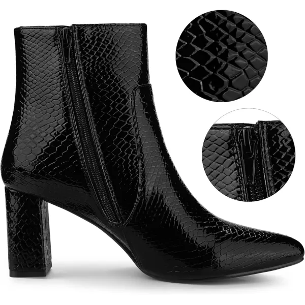 Allegra K Women's Snakeskin Print Boots Halloween Costumes Chunky High Heels Ankle Boots