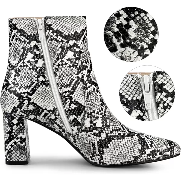 Allegra K Women's Snakeskin Print Boots Halloween Costumes Chunky High Heels Ankle Boots