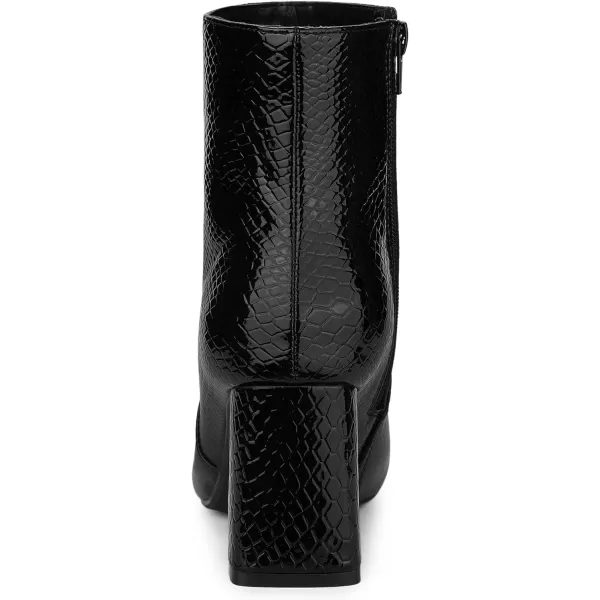 Allegra K Women's Snakeskin Print Boots Halloween Costumes Chunky High Heels Ankle Boots