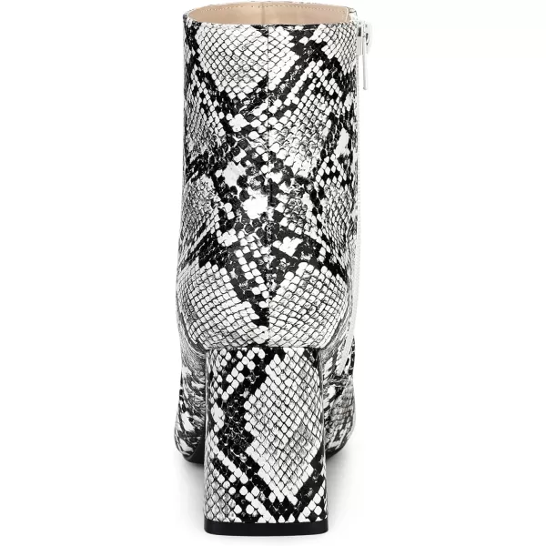 Allegra K Women's Snakeskin Print Boots Halloween Costumes Chunky High Heels Ankle Boots