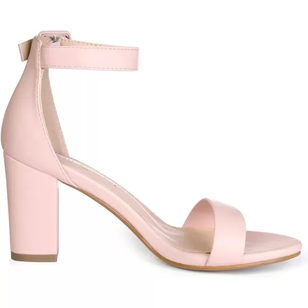 Allegra K Women's Solid Open Toe Buckle Block Heel Ankle Strap Sandals