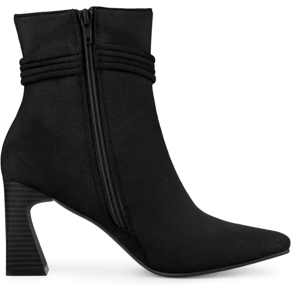 Allegra K Women's Square Toe Knot Decor Chunky Heels Ankle Booties