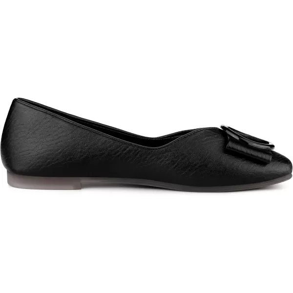 Allegra K Women's Squared Toe Comfortable Slip on Round Buckle Ballet Flats