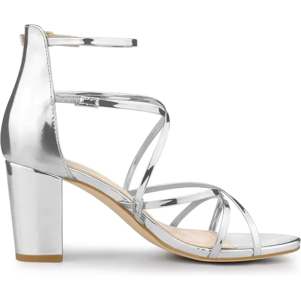 Allegra K Women's Strappy Crisscross Strap Opened Toe Block Heels Sandals
