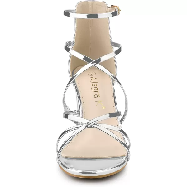 Allegra K Women's Strappy Crisscross Strap Opened Toe Block Heels Sandals