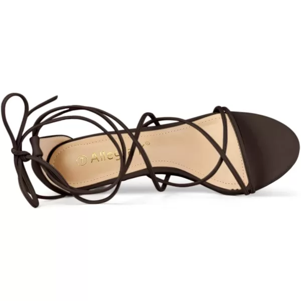 Allegra K Women's Strappy Kitten Heel Lace Up Sandals