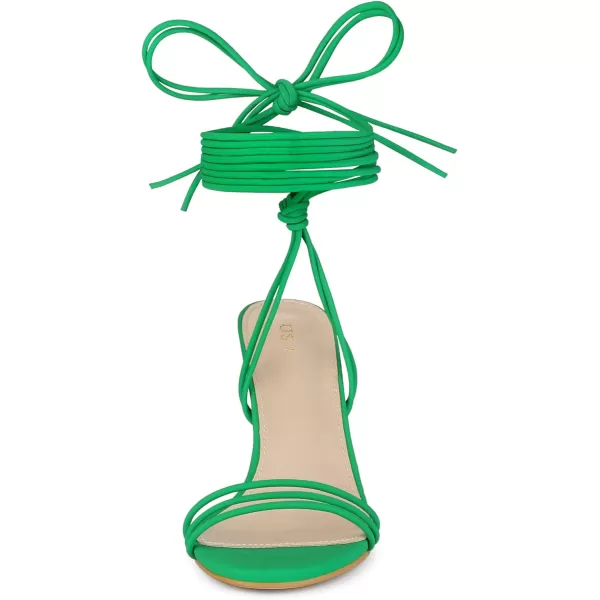 Allegra K Women's Strappy Lace Up Slingback Open Toe Stiletto Heel Sandals