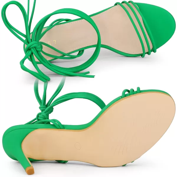 Allegra K Women's Strappy Lace Up Slingback Open Toe Stiletto Heel Sandals