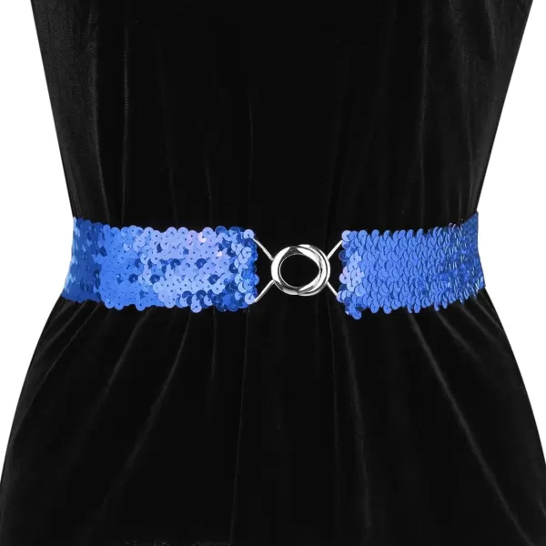 Allegra K Womens Stretchy Skinny Waist Belts Shinny Sequins Decor Elastic Belts for Dresses