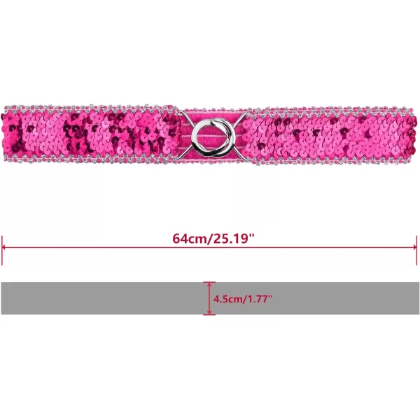 Allegra K Womens Stretchy Skinny Waist Belts Shinny Sequins Decor Elastic Belts for Dresses