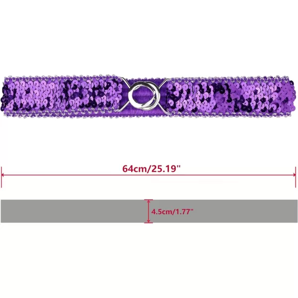 Allegra K Womens Stretchy Skinny Waist Belts Shinny Sequins Decor Elastic Belts for Dresses