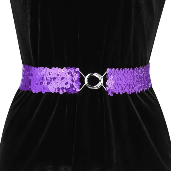 Allegra K Womens Stretchy Skinny Waist Belts Shinny Sequins Decor Elastic Belts for Dresses