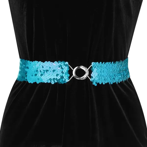 Allegra K Womens Stretchy Skinny Waist Belts Shinny Sequins Decor Elastic Belts for Dresses